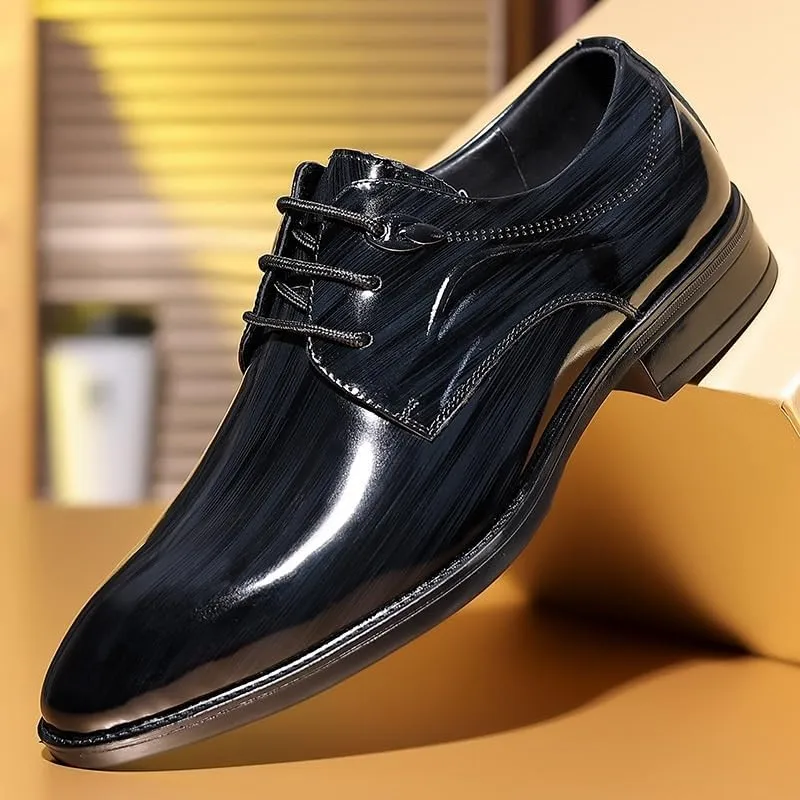 Men's Dress Oxfords with Perforated Cap Toe - Business Formal Wedding Tuxedo Shoes Cushioned Insole Rubber Outsole Comfort Fit