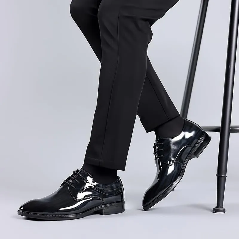 Men's Dress Oxfords with Perforated Cap Toe - Business Formal Wedding Tuxedo Shoes Cushioned Insole Rubber Outsole Comfort Fit
