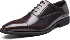 Mens Dress Shoes Cap Toe Oxfords Shoes Patent Leather Formal Business Tuxedo Casual Derby Wedding Shoes for Men