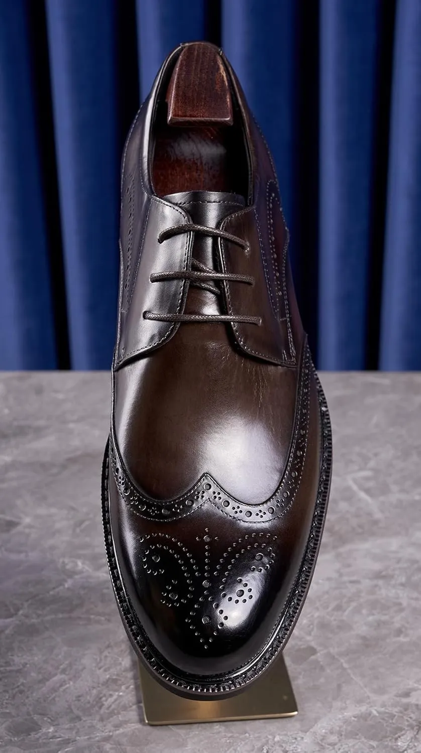 Mens Dress Shoes Leather Oxfords Formal Dress Derby Shoes Fashion Casual Wedding Business Tuxedo Shoes for Men