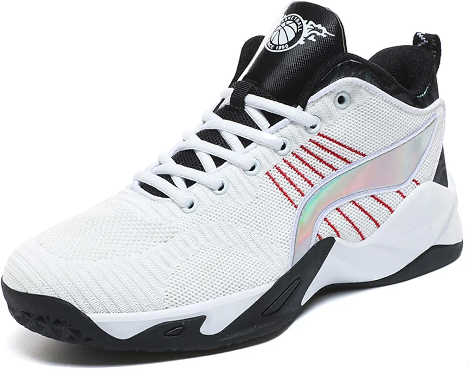 Men's Fashion Basketball Shoes Breathable Mesh Sports Running Shoes Outdoor Fashion Sneakers Lightweight Non-Slip Rubber Outsole Casual Walking Sneakers