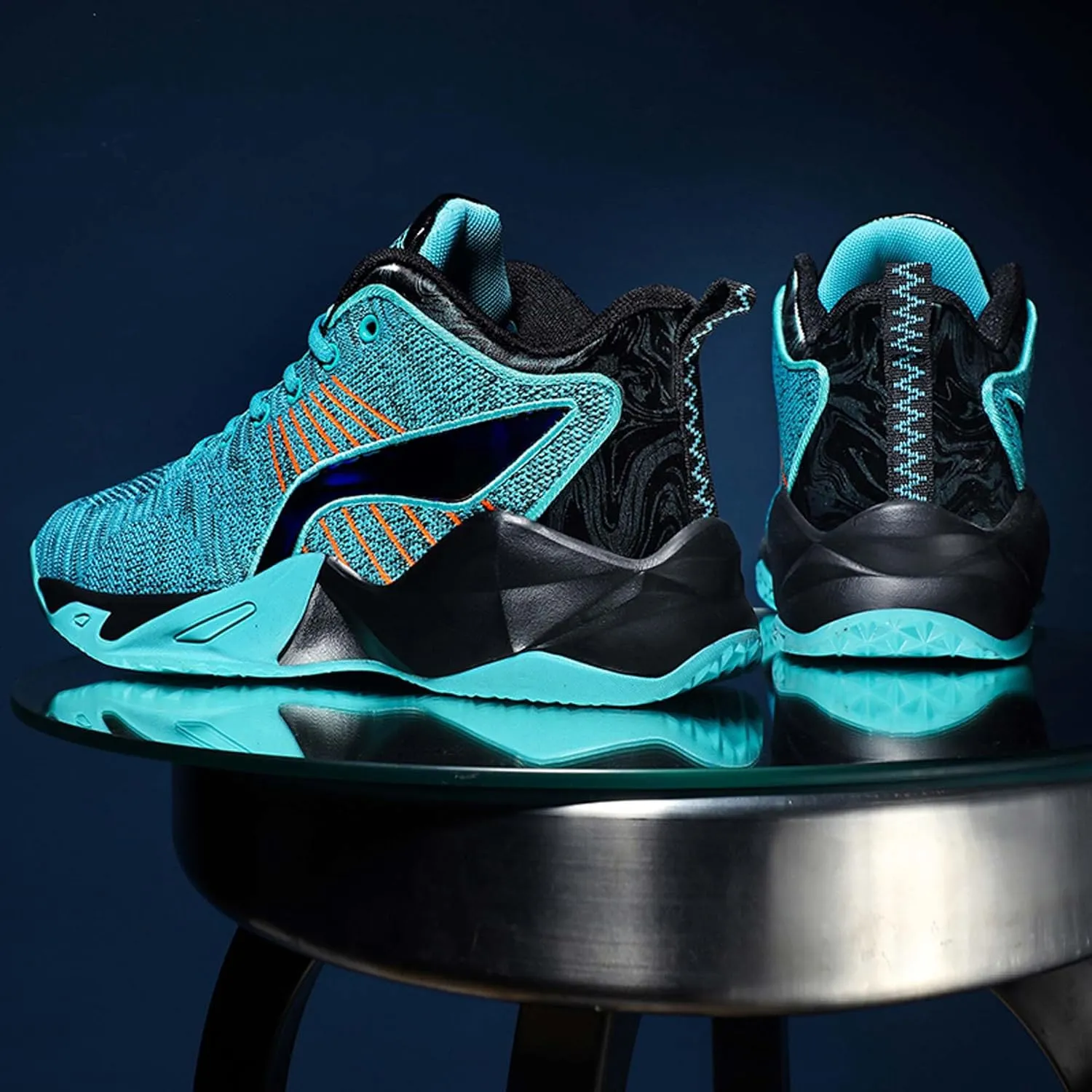 Men's Fashion Basketball Shoes Breathable Mesh Sports Running Shoes Outdoor Fashion Sneakers Lightweight Non-Slip Rubber Outsole Casual Walking Sneakers