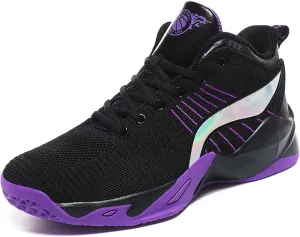 Men's Fashion Basketball Shoes Breathable Mesh Sports Running Shoes Outdoor Fashion Sneakers Lightweight Non-Slip Rubber Outsole Casual Walking Sneakers
