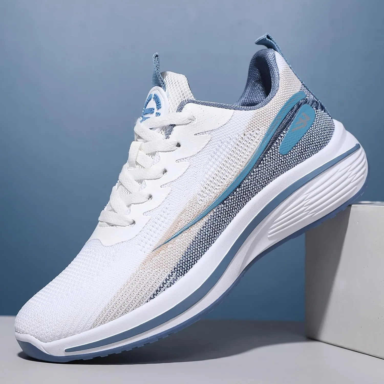 Men's Fashion Sneakers Breathable Mesh Cushion Running Shoes Non Slip Thick Soft Sole Casual Athletic Arch Support Walking Shoes Black Lace Up Basketball Shoe for Men All Season