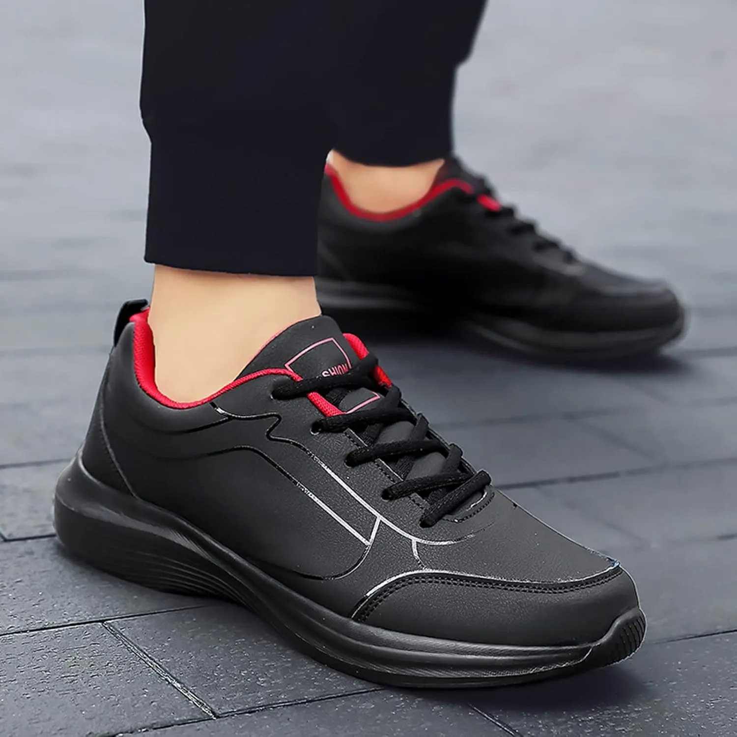 Men's Fashion Sneakers Fashion Men Sports Shoes Flat Non Slip Lace Up Upper Lightweight and Comfortable