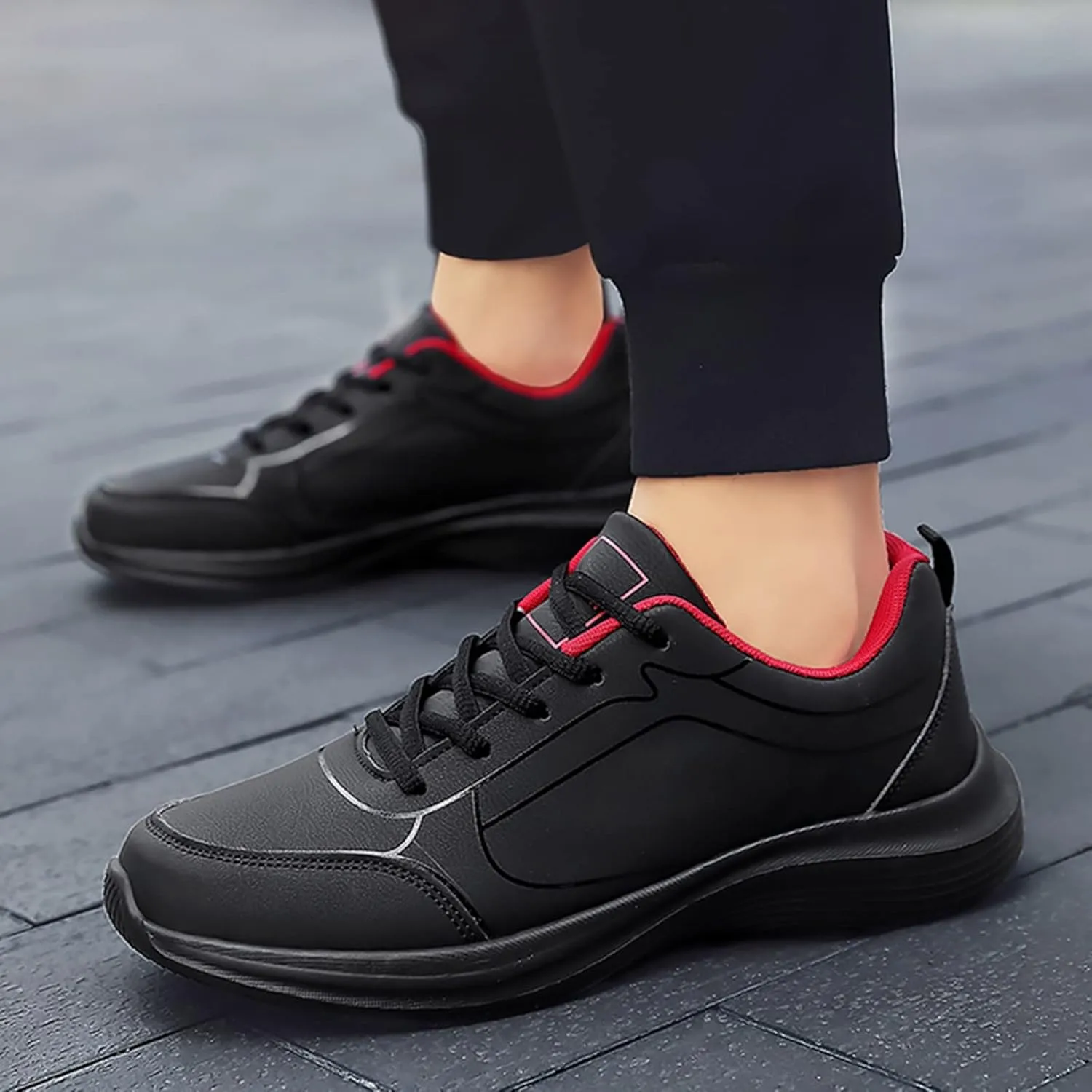Men's Fashion Sneakers Fashion Men Sports Shoes Flat Non Slip Lace Up Upper Lightweight and Comfortable