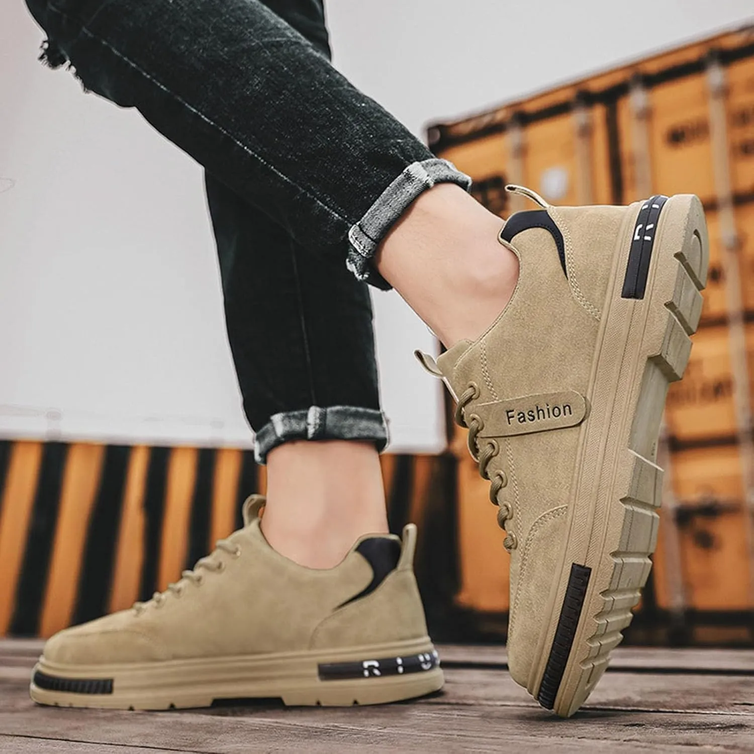 Men's Fashion Sneakers Men's Fashionable Low Cut Wear Lace Up Work Wear Trendy and Versatile Casual Shoes