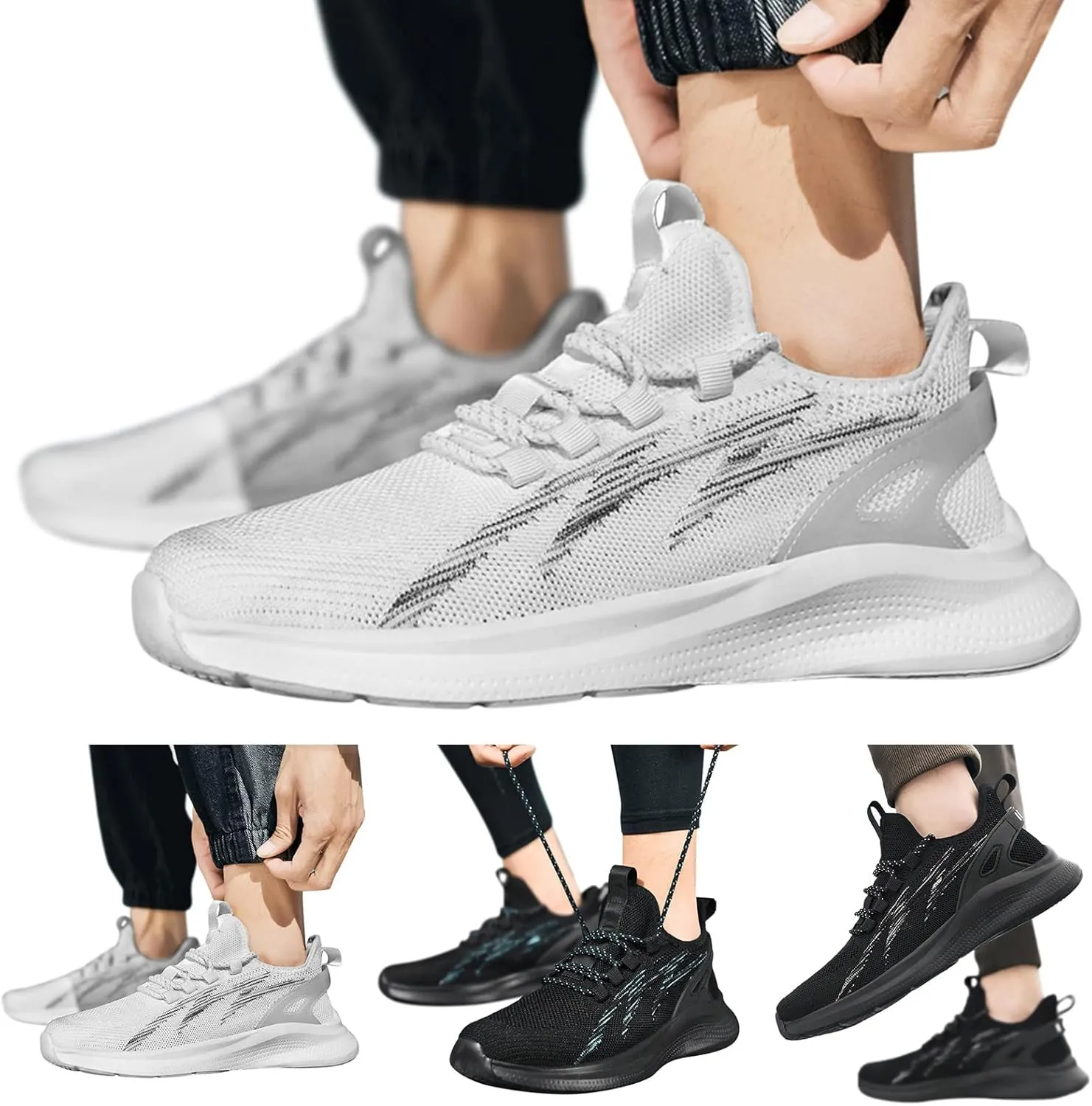 Men's Fashion Versatile Walking Shoes Comfortable Breathable Lace Up Sneaker Athletic Fashion Sneakers for Men