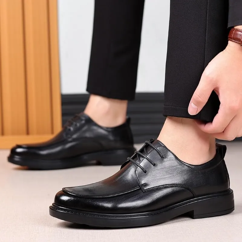 Men's Genuine Leather Oxfords Lace-Up Dress Shoes Comfortable Formal Business Wedding Derby Shoes for Men