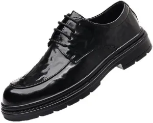 Men's Genuine Leather Platform Lace-up Oxfords Casual Work Office Dress Shoes Comfortable Business Tuxedo Shoes