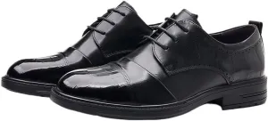Men's Genuine Leather Platform Oxfords Classic Lace-up Formal Tuxedo Derby Shoes for Wedding Evening Uniform Party Office Dress Shoes