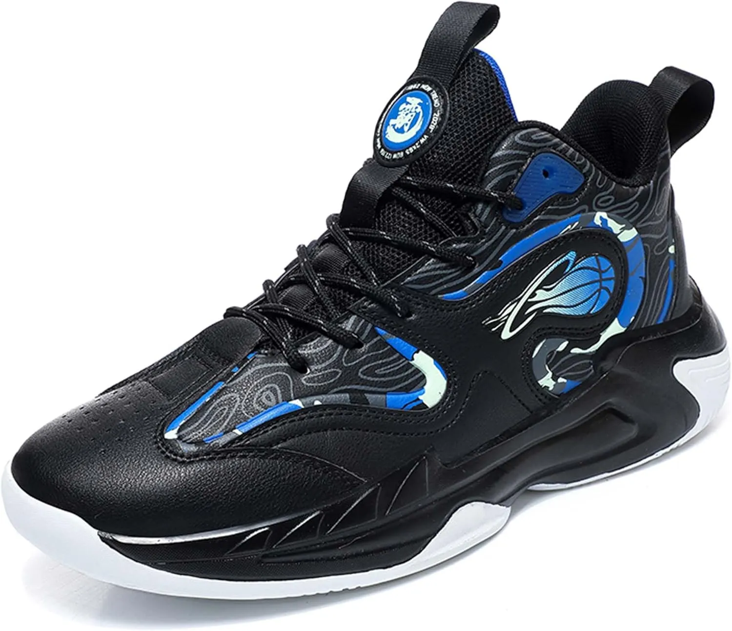 Men's High-Top Basketball Shoe Outdoor Athletic Running Sneakers Outdoor Trainers Non-Slip Lightweight Cushioning Workout Sport Shoes