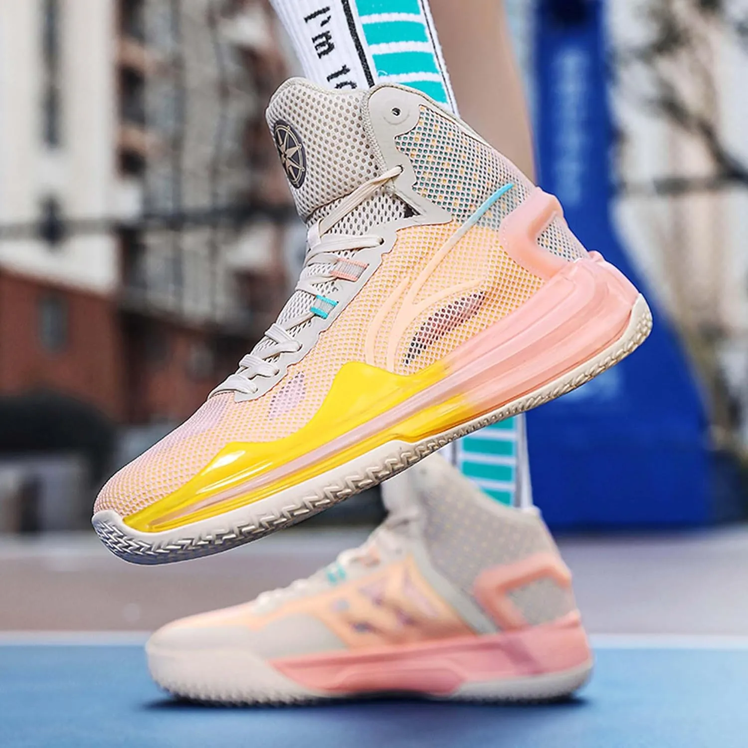Men's High Top Basketball Shoes, Indoor or Court Outdoor Teenage Basketball Sneakers Anti-Slip Breathable Women's Tennis Running Trainers Fashion Sports Men and Women's Shoes