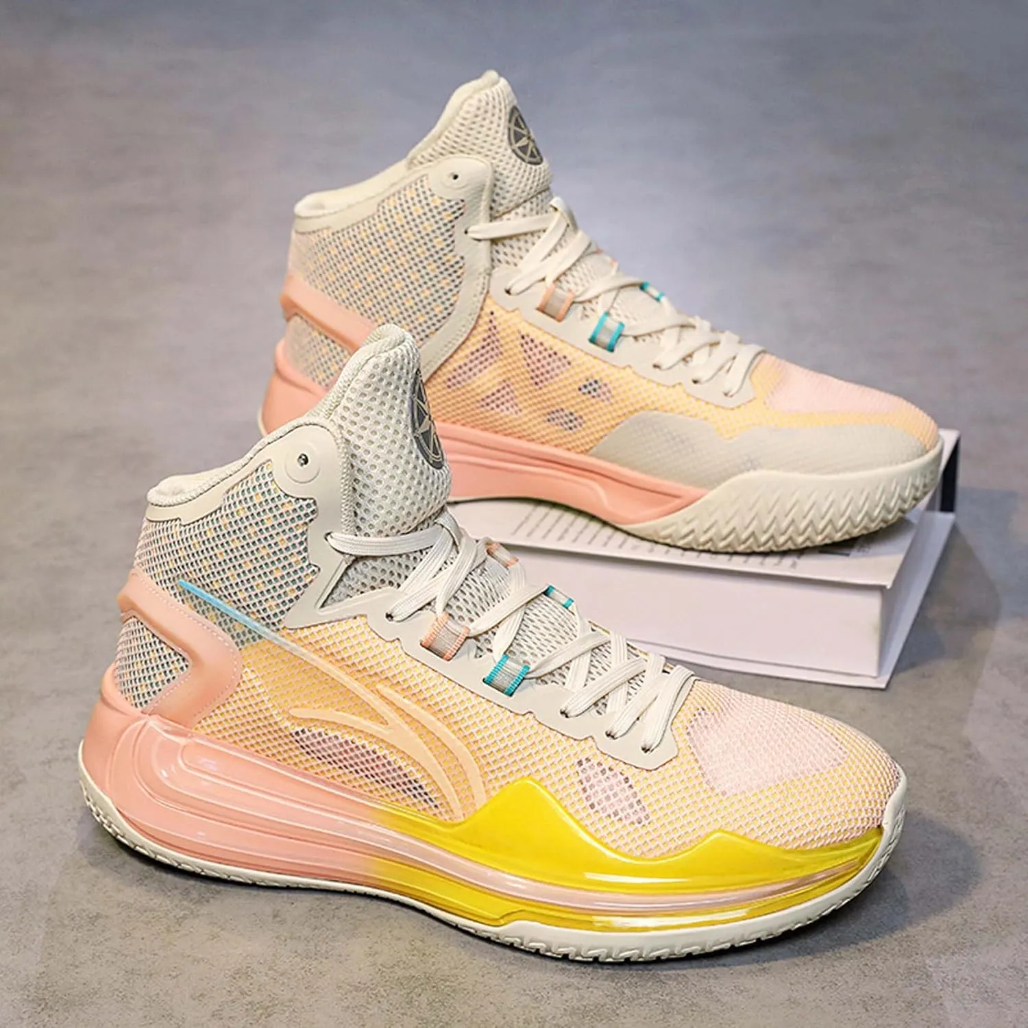 Men's High Top Basketball Shoes, Indoor or Court Outdoor Teenage Basketball Sneakers Anti-Slip Breathable Women's Tennis Running Trainers Fashion Sports Men and Women's Shoes