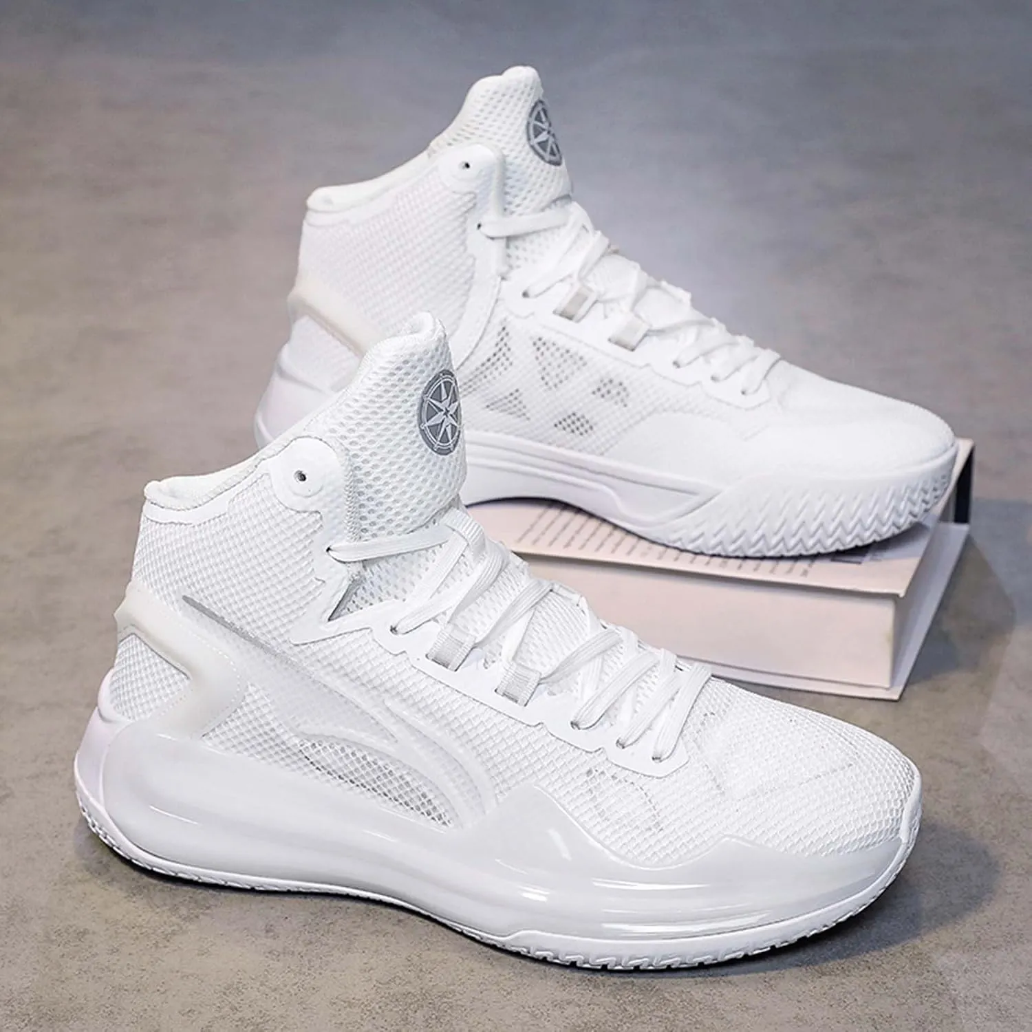 Men's High Top Basketball Shoes, Indoor or Court Outdoor Teenage Basketball Sneakers Anti-Slip Breathable Women's Tennis Running Trainers Fashion Sports Men and Women's Shoes
