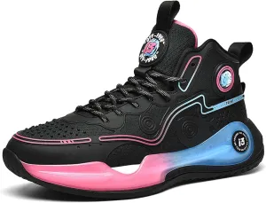 Men's High Top Basketball Shoes Men's Fashion Sports Running Shoes Indoor and Outdoor Training Anti-Slip Tennis Fitness Shoes Lightweight Casual Sports Walking Shoes