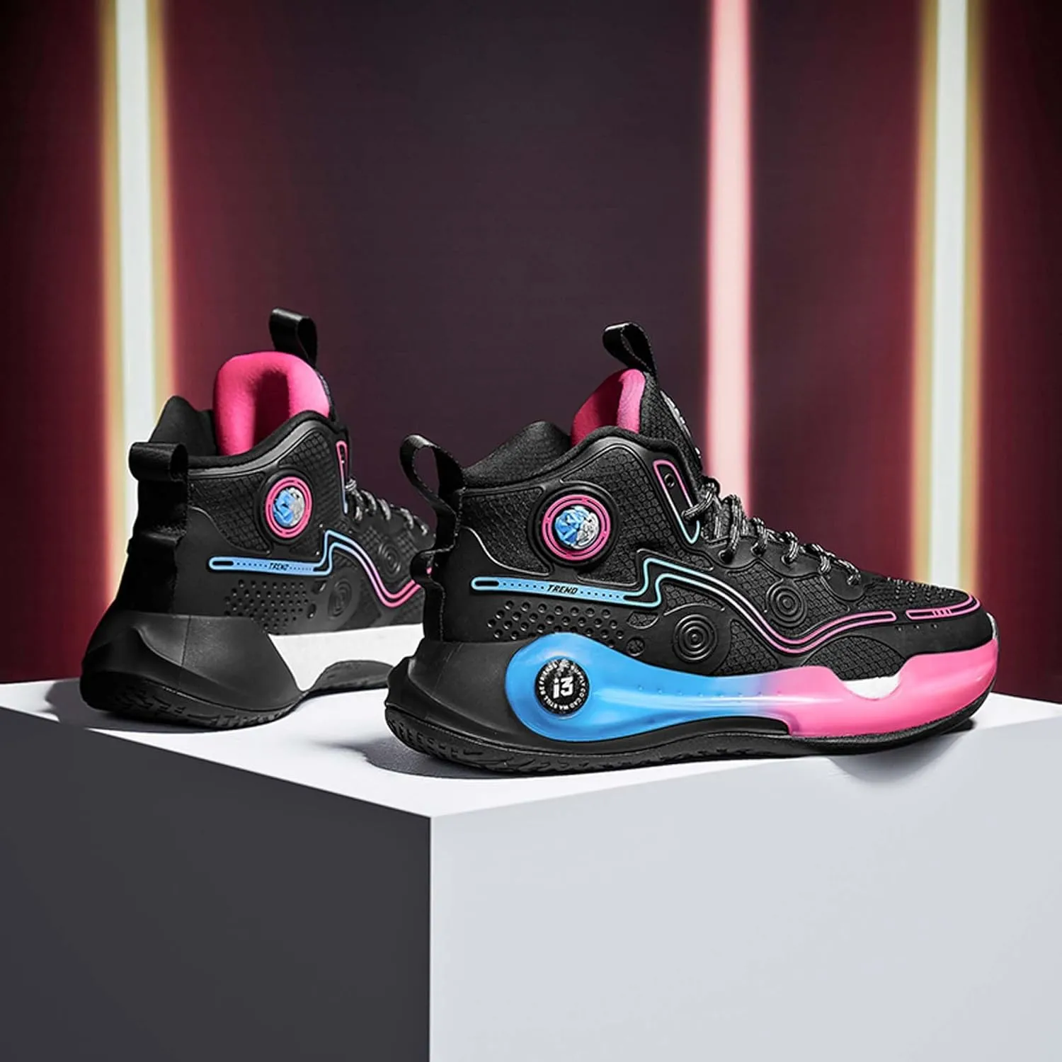 Men's High Top Basketball Shoes Men's Fashion Sports Running Shoes Indoor and Outdoor Training Anti-Slip Tennis Fitness Shoes Lightweight Casual Sports Walking Shoes