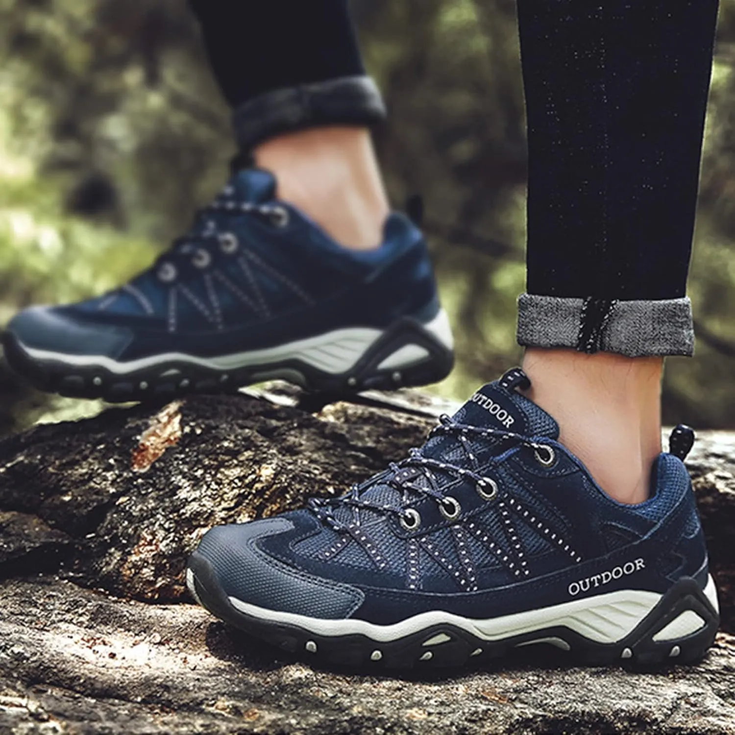 Mens Hiking Shoes Outdoor Walking Travel Sneakers Anti-Slip Low Top Soft Bottom Trail Running Trainers