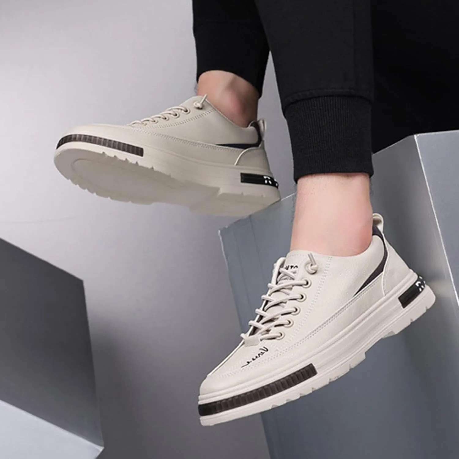 Men's Lace Up Memory Foam Sneakers Breathable and Light Outdoor Comfy Walking Shoe Men's Business Casual Shoes