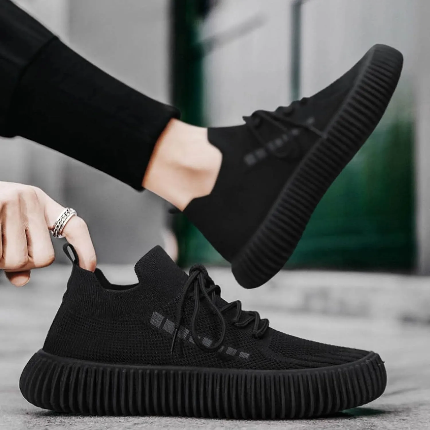 Men's Lace Up Memory Foam Sneakers Breathable Casual Comfortable Walking Sneaker Arch Support Plantar Fasciitis