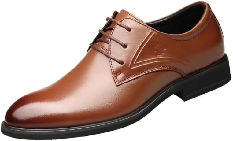 Men's Lace-Up Oxfords Shoes - Genuine Leather Casual Dress Shoes for Business Wedding