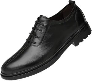 Men's Lace-Up Vintage Dress Shoes Man Business Casual Shoes Black Breathable Comfortable Business Pointed Toe Work Leisure Solid Color Leather Shoes