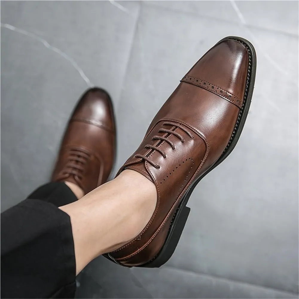 Mens Leather Oxford Dress Shoes Formal Lace Up for Wedding Business Driving Classic Comfortable