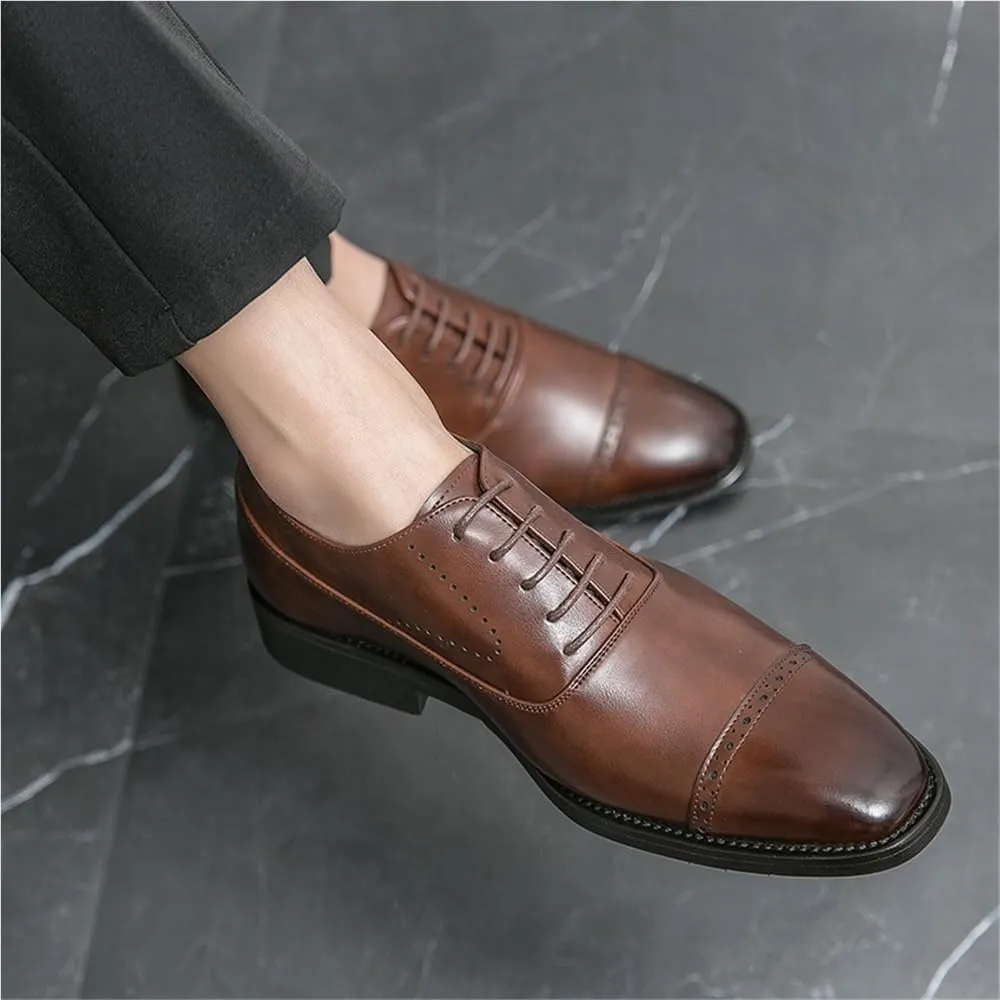 Mens Leather Oxford Dress Shoes Formal Lace Up for Wedding Business Driving Classic Comfortable