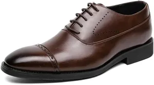 Mens Leather Oxford Dress Shoes Formal Lace Up for Wedding Business Driving Classic Comfortable