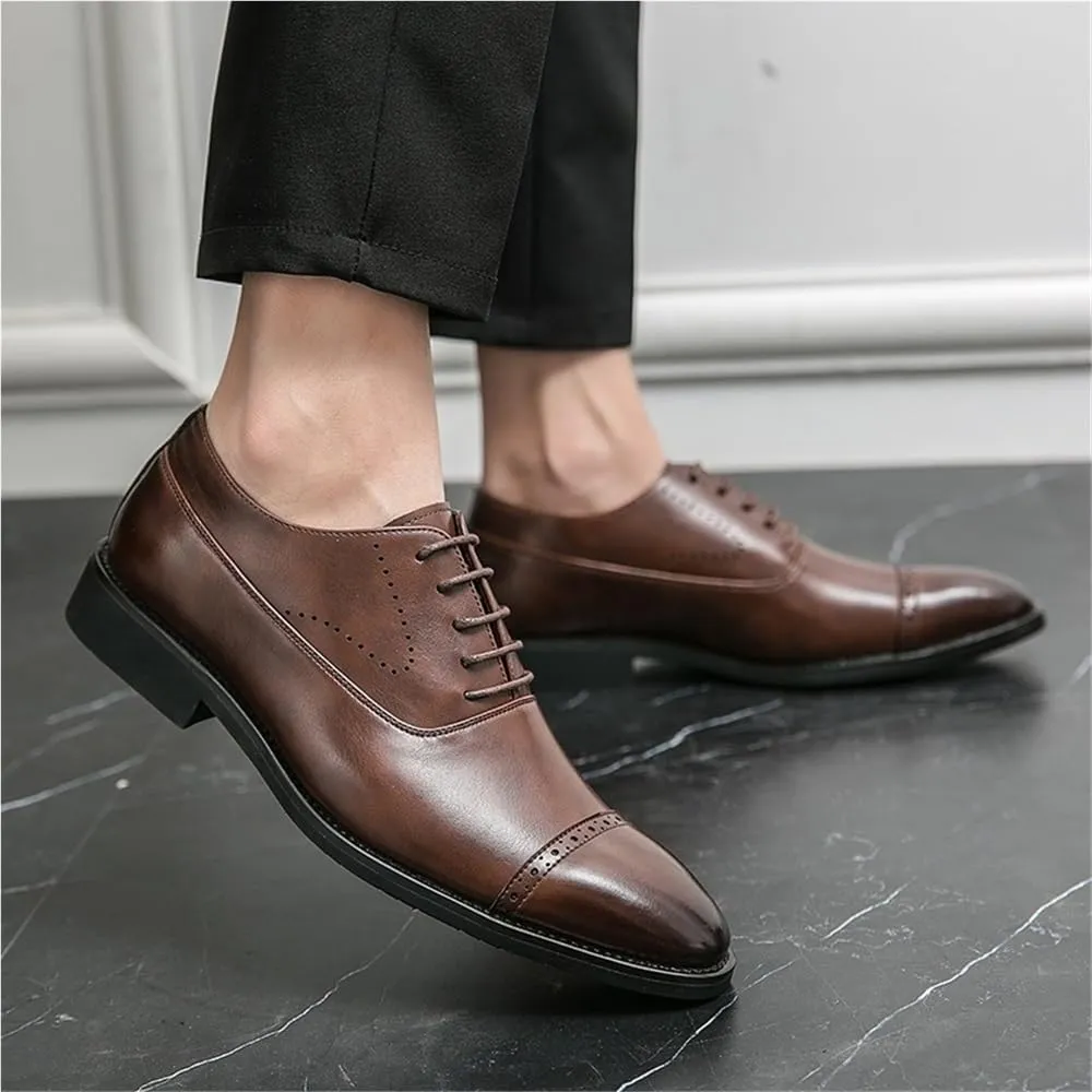 Mens Leather Oxford Dress Shoes Formal Lace Up for Wedding Business Driving Classic Comfortable