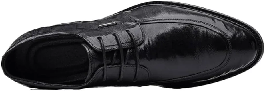 Men's Leather Oxford Shoes, Classic Black Business Dress Shoes for Men, Formal Office Breathable Hollow