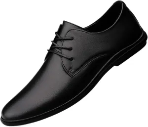 Mens Leather Shoes Wedding Office Classic Lace Up Low Top Leather Business Casual Men's Dress Shoes
