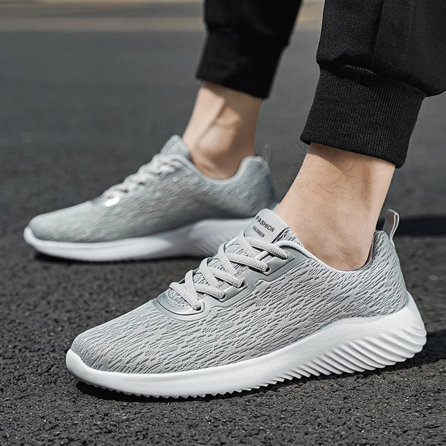 Men's Lightweight Cushion Sneakers Breathable Casual Comfortable Walking Sneaker Arch Support Plantar Fasciitis