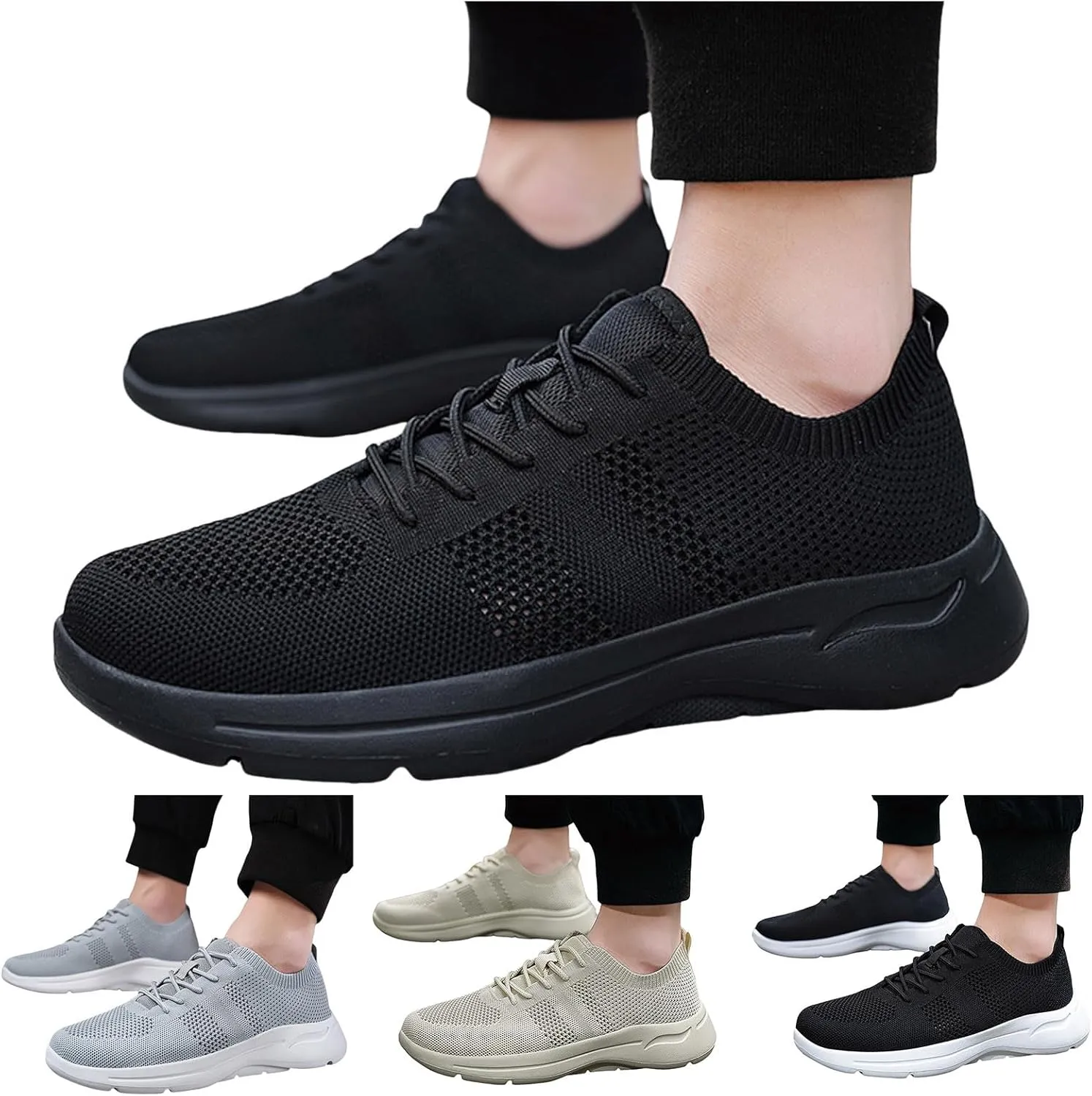 Men's Lightweight Cushion Sneakers Lightweight Sport Gym Jogging Walking Sneaker Arch Support Plantar Fasciitis