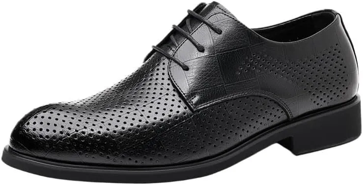 Men's Lightweight Leather Slip-Resistant Loafers - Summer Business Casual Shoes with Moisture-Wicking Lining, Air-Cushioned Midsole for Weddings and Special Events