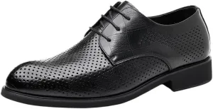 Men's Lightweight Leather Slip-Resistant Loafers - Summer Business Casual Shoes with Moisture-Wicking Lining, Air-Cushioned Midsole for Weddings and Special Events