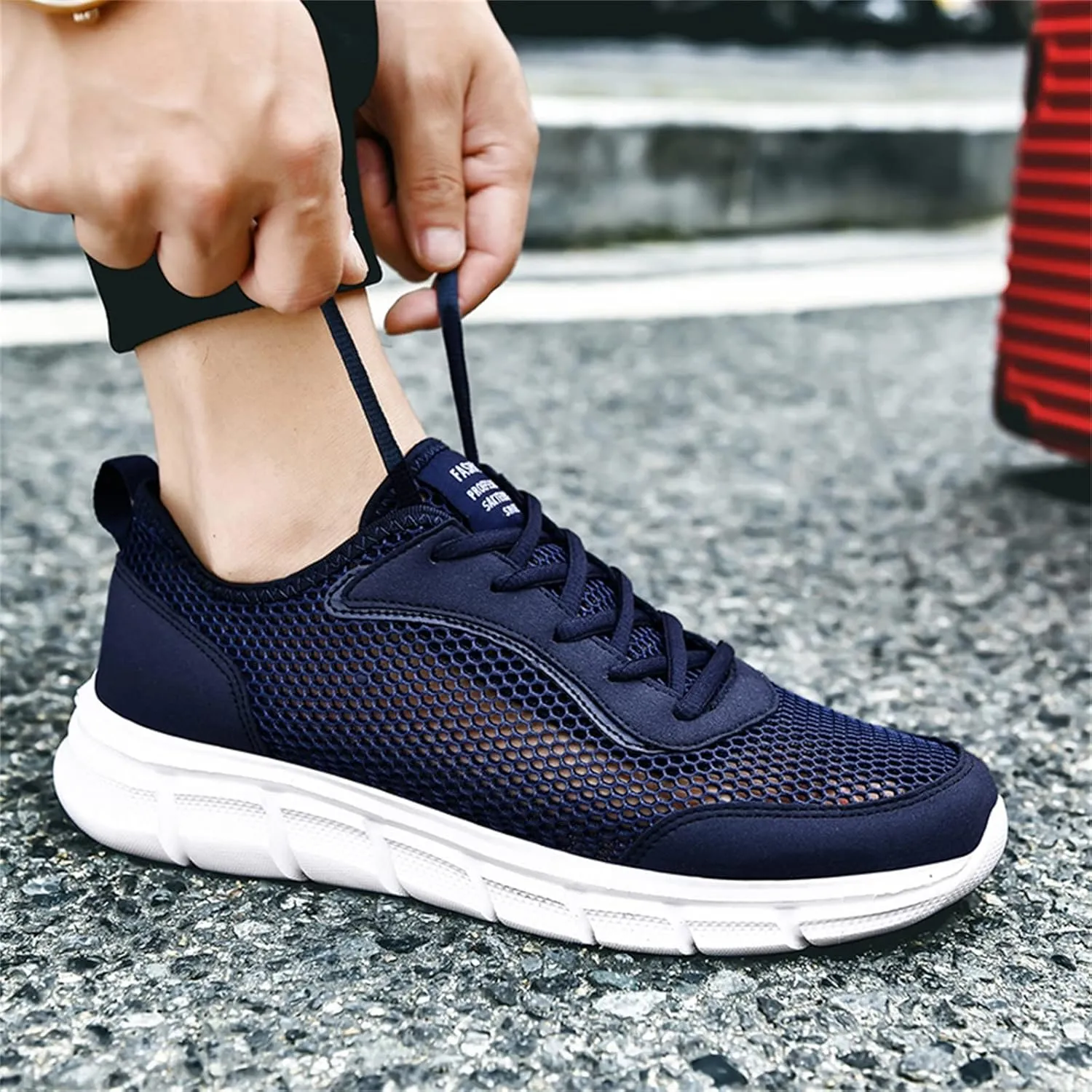 Men's Lightweight Non Slip Barefoot Shoes Comfortable Breathable Lace Up Sneaker Arch Support Plantar Fasciitis