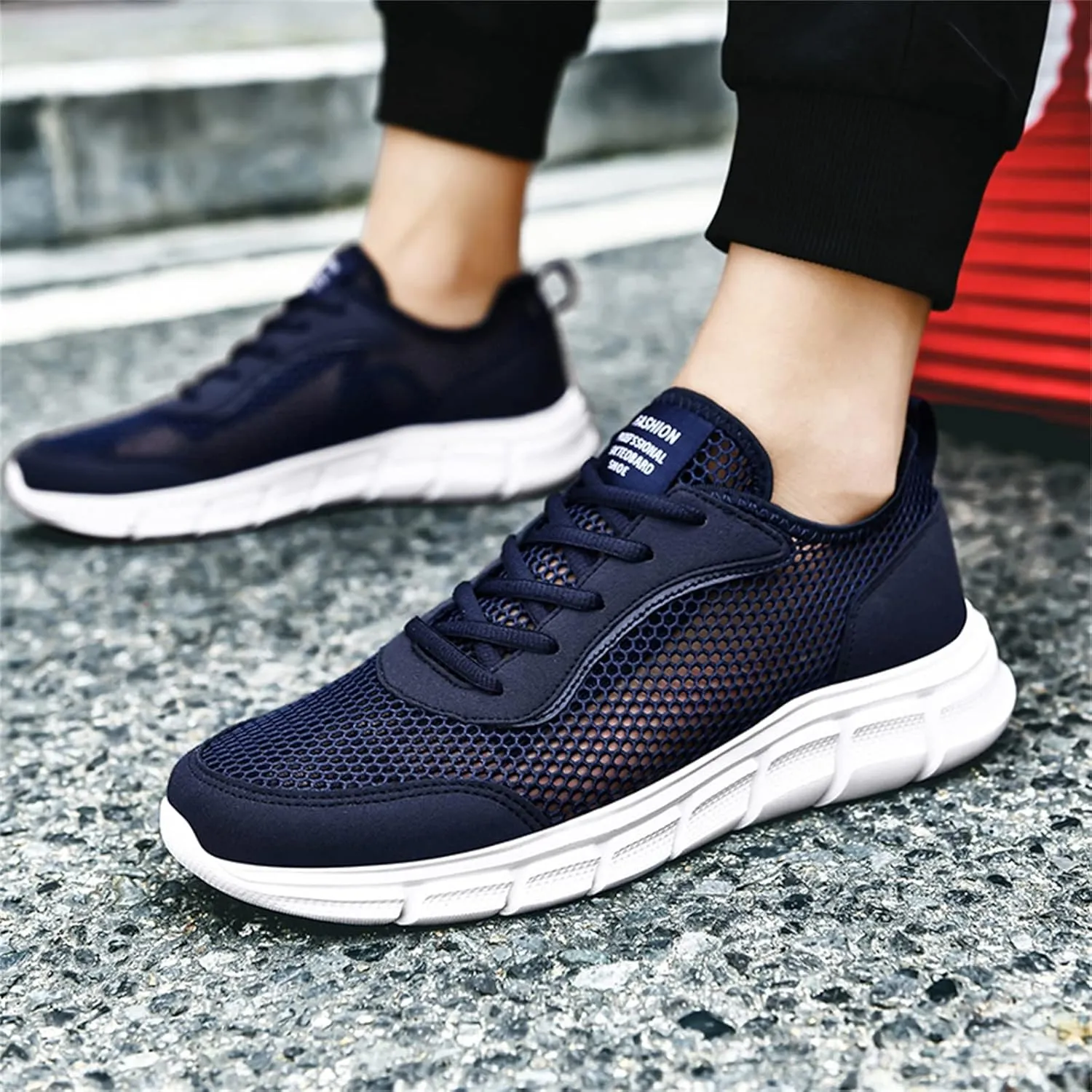 Men's Lightweight Non Slip Barefoot Shoes Comfortable Breathable Lace Up Sneaker Arch Support Plantar Fasciitis