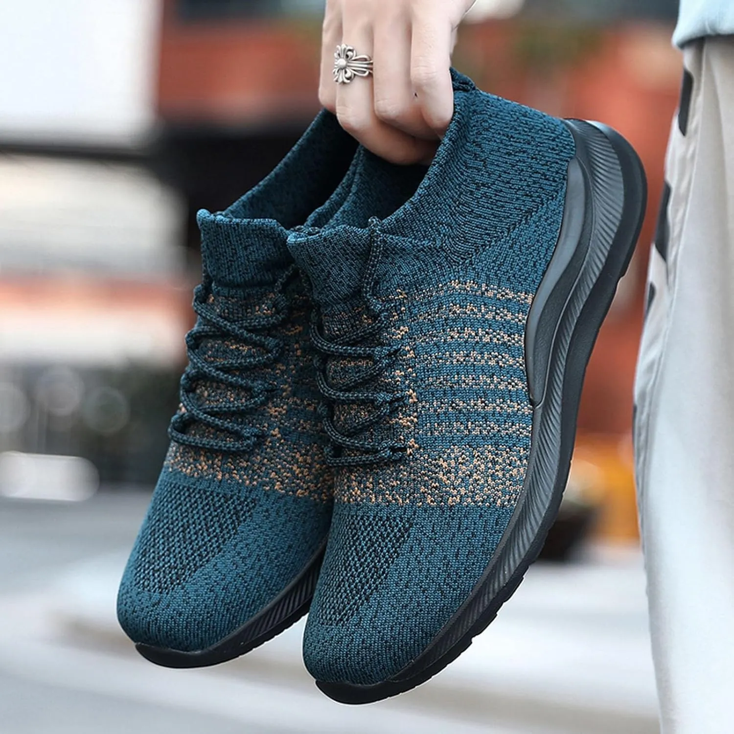 Men's Non Slip Tennis Sneakers Lightweight Breathable Slip on Running Shoe Fashion Lightweight Sneakers for Men