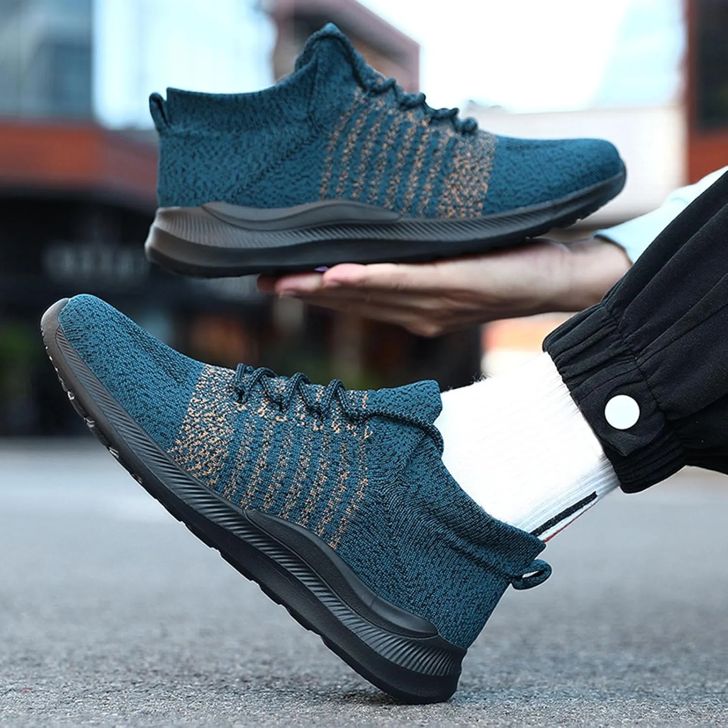 Men's Non Slip Tennis Sneakers Lightweight Breathable Slip on Running Shoe Fashion Lightweight Sneakers for Men