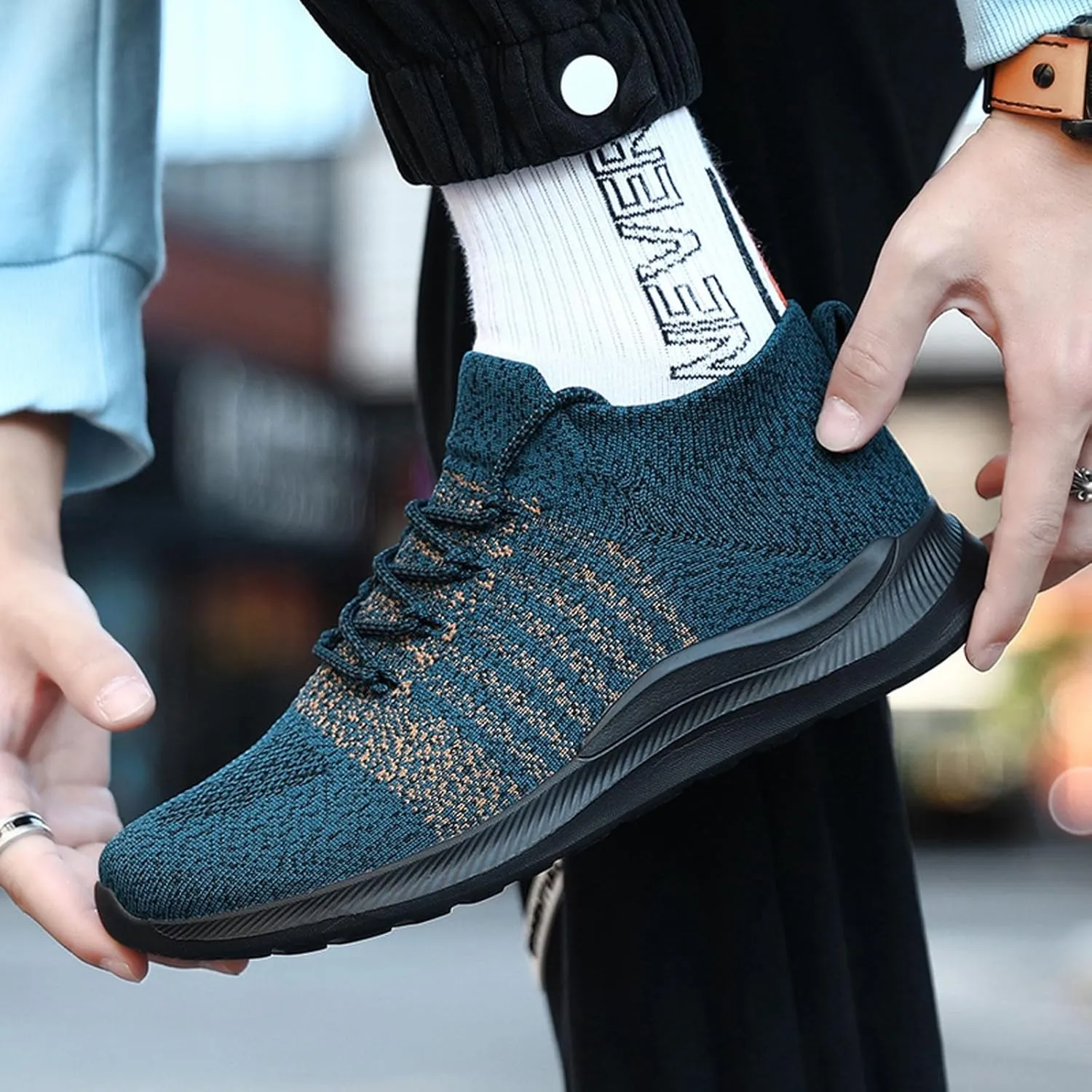 Men's Non Slip Tennis Sneakers Lightweight Breathable Slip on Running Shoe Fashion Lightweight Sneakers for Men