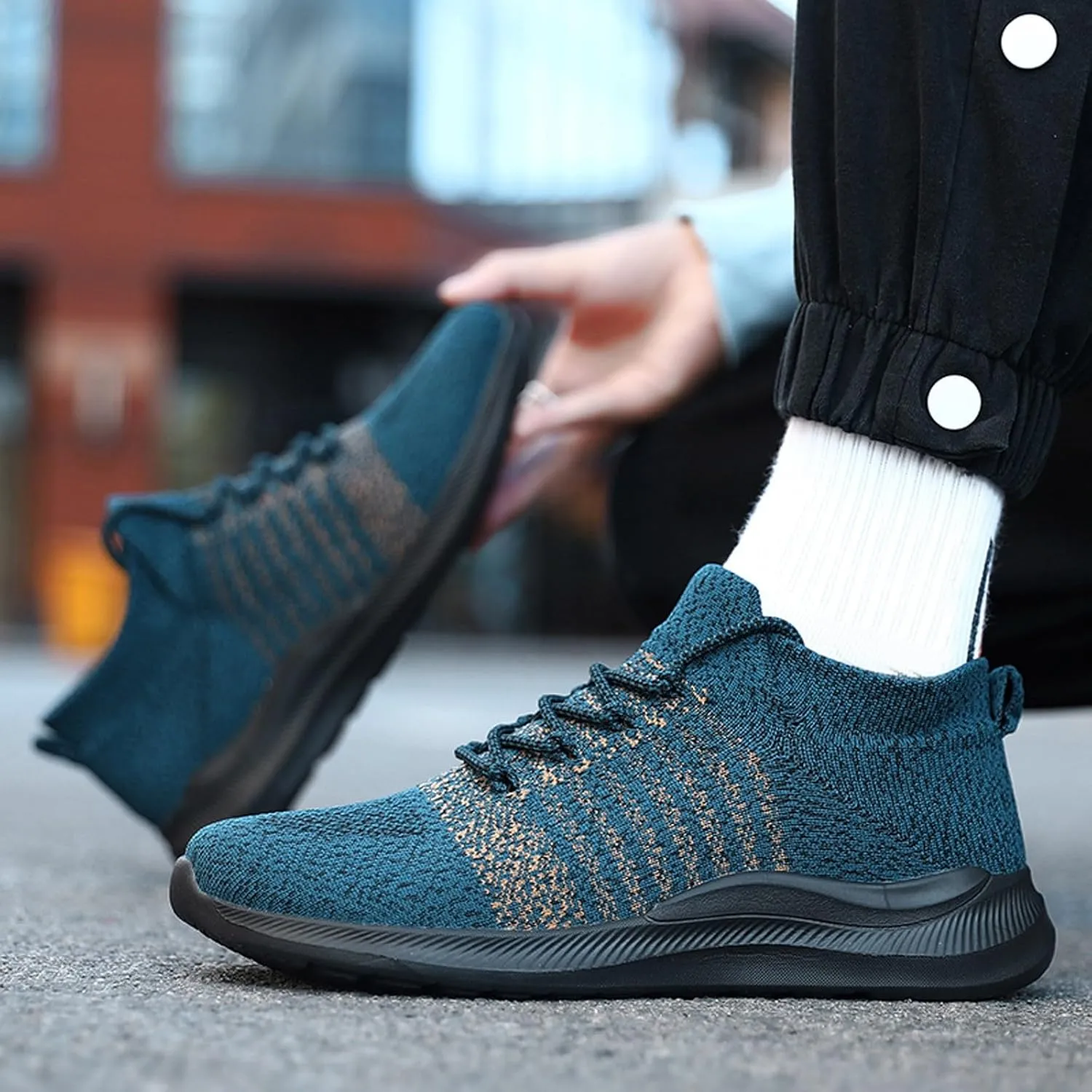 Men's Non Slip Tennis Sneakers Lightweight Breathable Slip on Running Shoe Fashion Lightweight Sneakers for Men