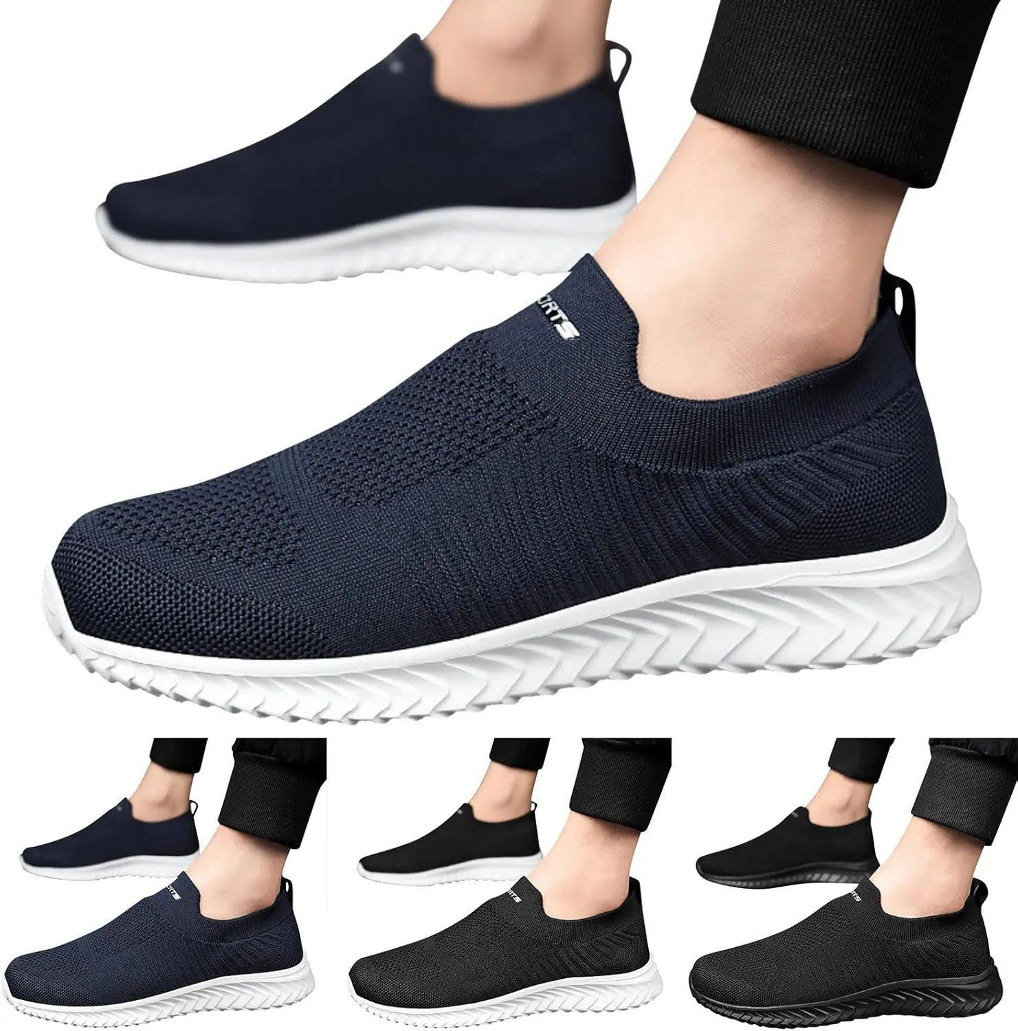 Men's Orthopedic Comfortable Slip-On Shoes Comfortable Breathable Slip on Sneaker Soft Flat Soled Elderly Shoes