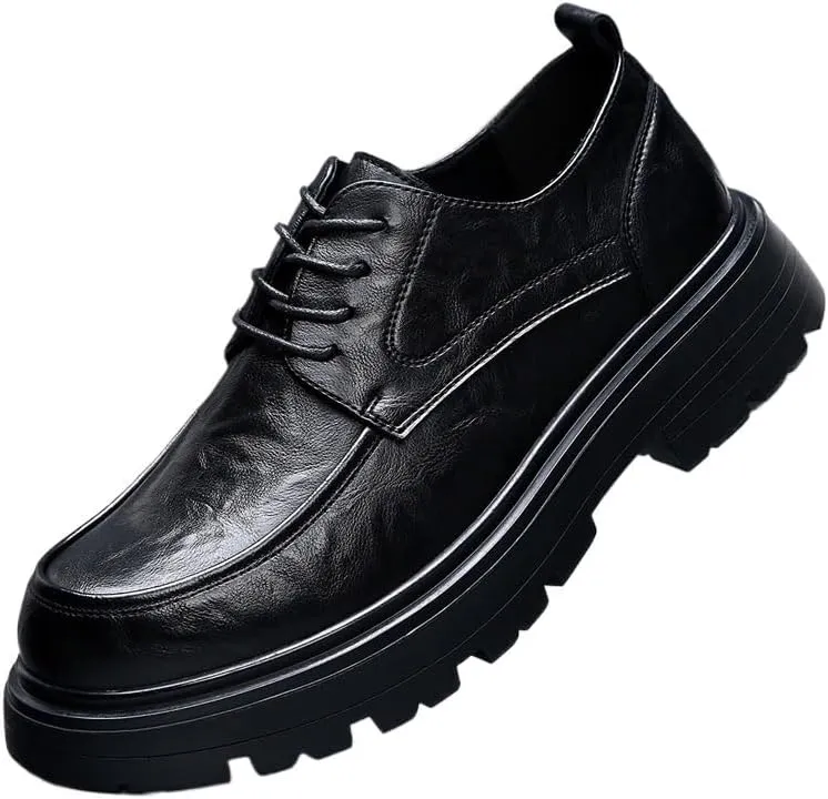 Men's Oxford Shoes Classic Leather Lace-Up Formal Dress Shoes for Business Office Wedding, Comfortable Round Toe Professional Attire, Timeless Menswear Essential
