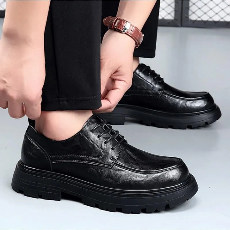 Men's Oxford Shoes Classic Leather Lace-Up Formal Dress Shoes for Business Office Wedding, Comfortable Round Toe Professional Attire, Timeless Menswear Essential