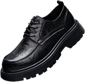 Men's Oxford Shoes Classic Leather Lace-Up Formal Dress Shoes for Business Office Wedding, Comfortable Round Toe Professional Attire, Timeless Menswear Essential