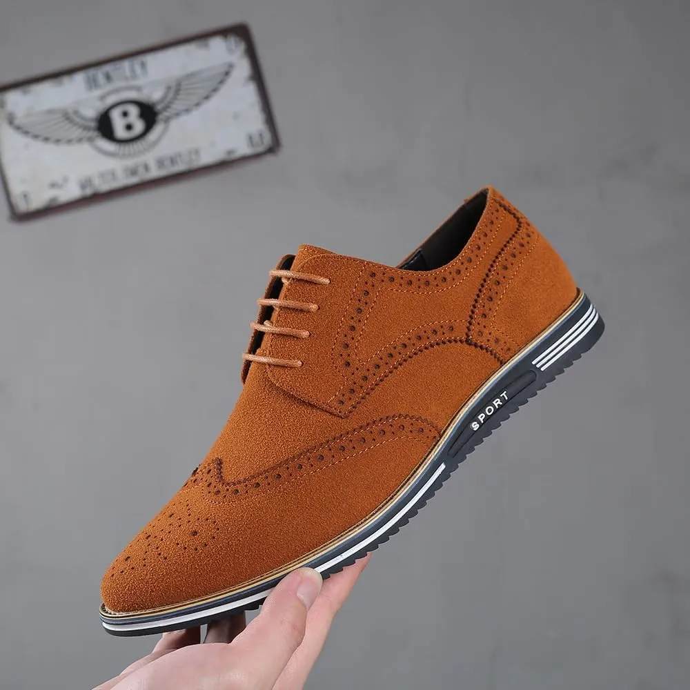 Men's Oxford Shoes Waxed Leather Lace-Up Dress Shoes, Rugged Elegance for Outdoor Ceremonies, Versatile Event-Ready Footwear