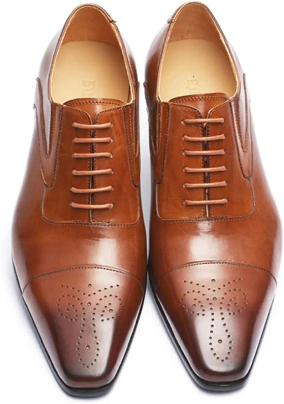 Mens Oxfords Dress Shoes Mens Formal Derby Brogue Shoes Business Square Toe Shoes Classic Wedding Shoes