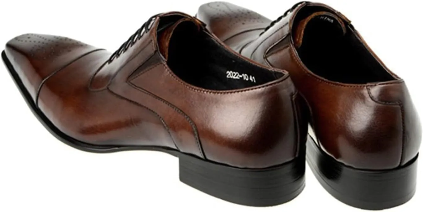 Mens Oxfords Dress Shoes Mens Formal Derby Brogue Shoes Business Square Toe Shoes Classic Wedding Shoes