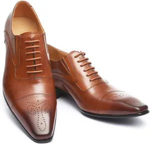 Mens Oxfords Dress Shoes Mens Formal Derby Brogue Shoes Business Square Toe Shoes Classic Wedding Shoes